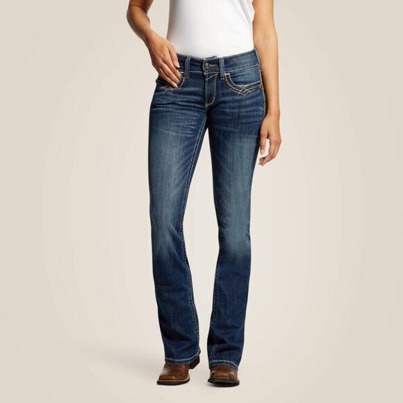 Ariat REAL Mid Rise Festival Bootcut Jeans Size 31L Entwined Rodeo Rancho - Picture 1 of 12